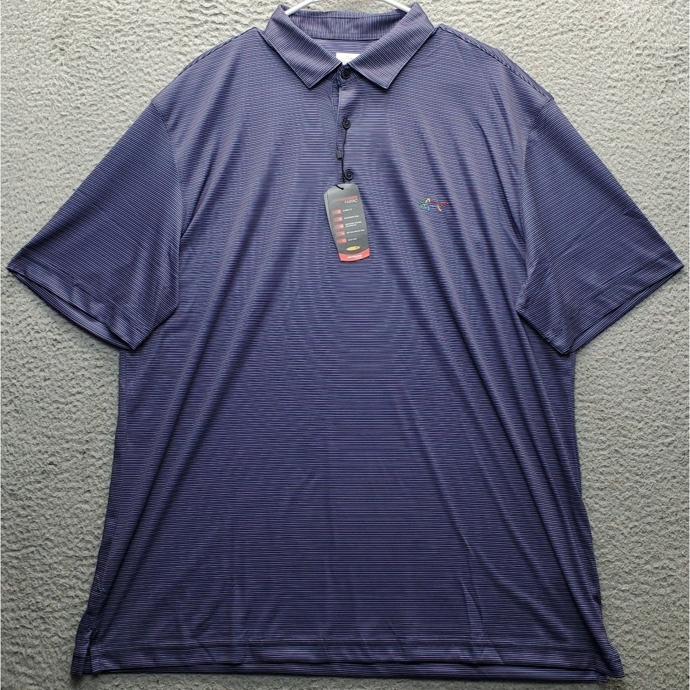 Greg Norman Golf Polo Shirt Mens XL Multi Striped Performance Stretch Play Dry